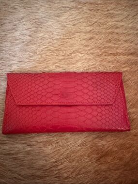 Red Python Envelope Clutch